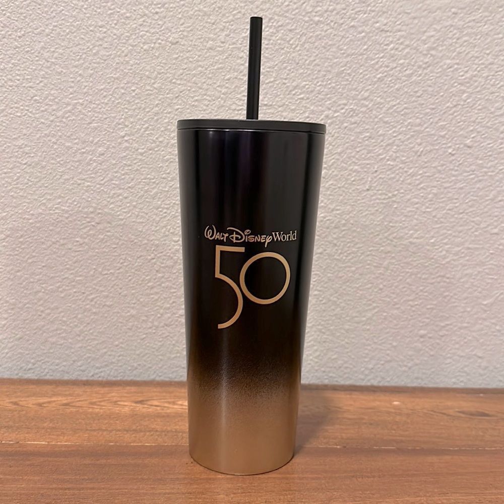 Starbucks Walt Disney World 50th Anniversary Black & Gold‎ Tumbler New in Box